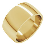 14K Yellow Gold 10 mm Lightweight Comfort-Fit Half Round Band Size 7.5