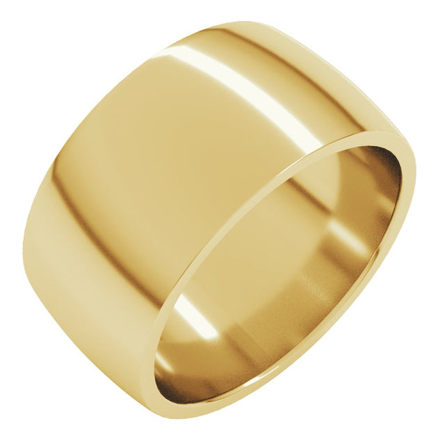 14K Yellow Gold 10 mm Lightweight Comfort-Fit Half Round Band Size 7.5