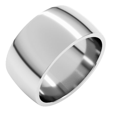 18K White Gold 10 mm Lightweight Comfort-Fit Half Round Band Size 6
