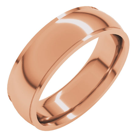 14K Rose 6 mm Stepped-Edge Comfort-Fit Half Round Band Size 10.5
