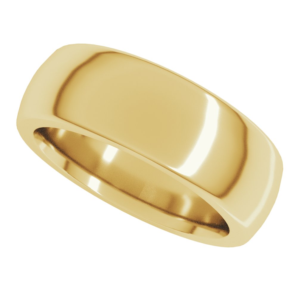14K Yellow Gold 7 mm Heavyweight Comfort-Fit Half Round Band Size 10