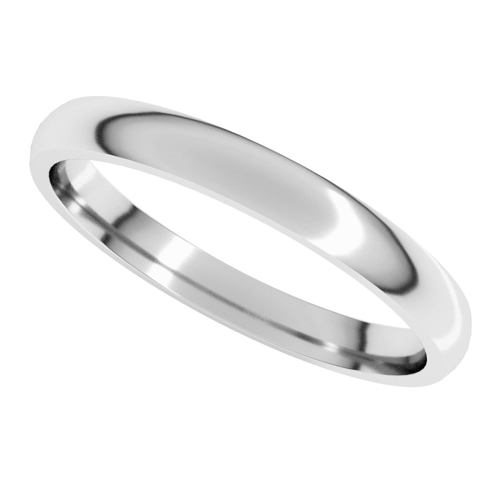 14K White Gold 2.5 mm Lightweight Comfort-Fit Half Round Band Size 4