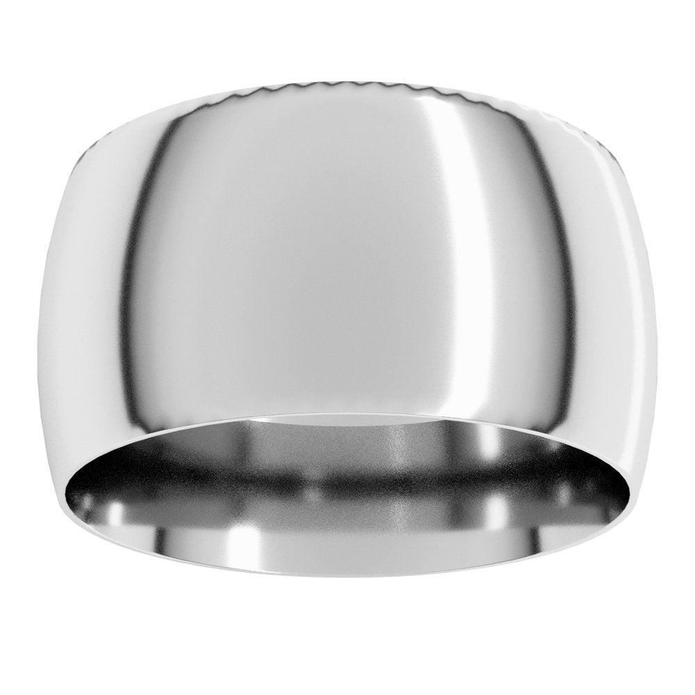 14K White Gold 11 mm Lightweight Comfort-Fit Half Round Band Size 7