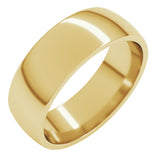 14K Yellow Gold 6.5 mm Lightweight Comfort-Fit Half Round Band Size 8.5