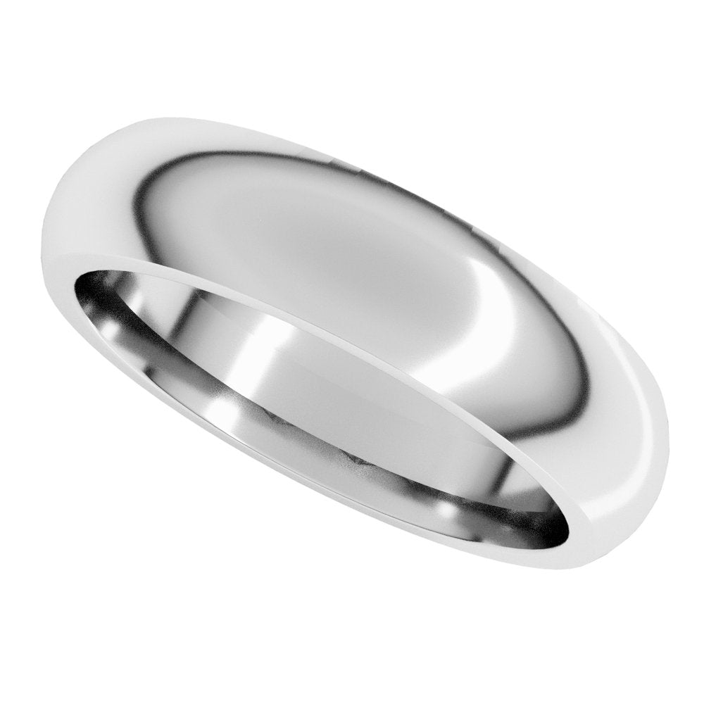 14K White 5 mm Half Round Comfort Fit Band