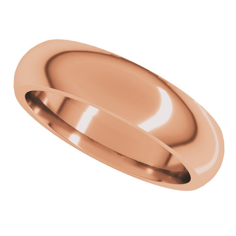 18K Rose 5 mm Comfort-Fit Half Round Band Size 8