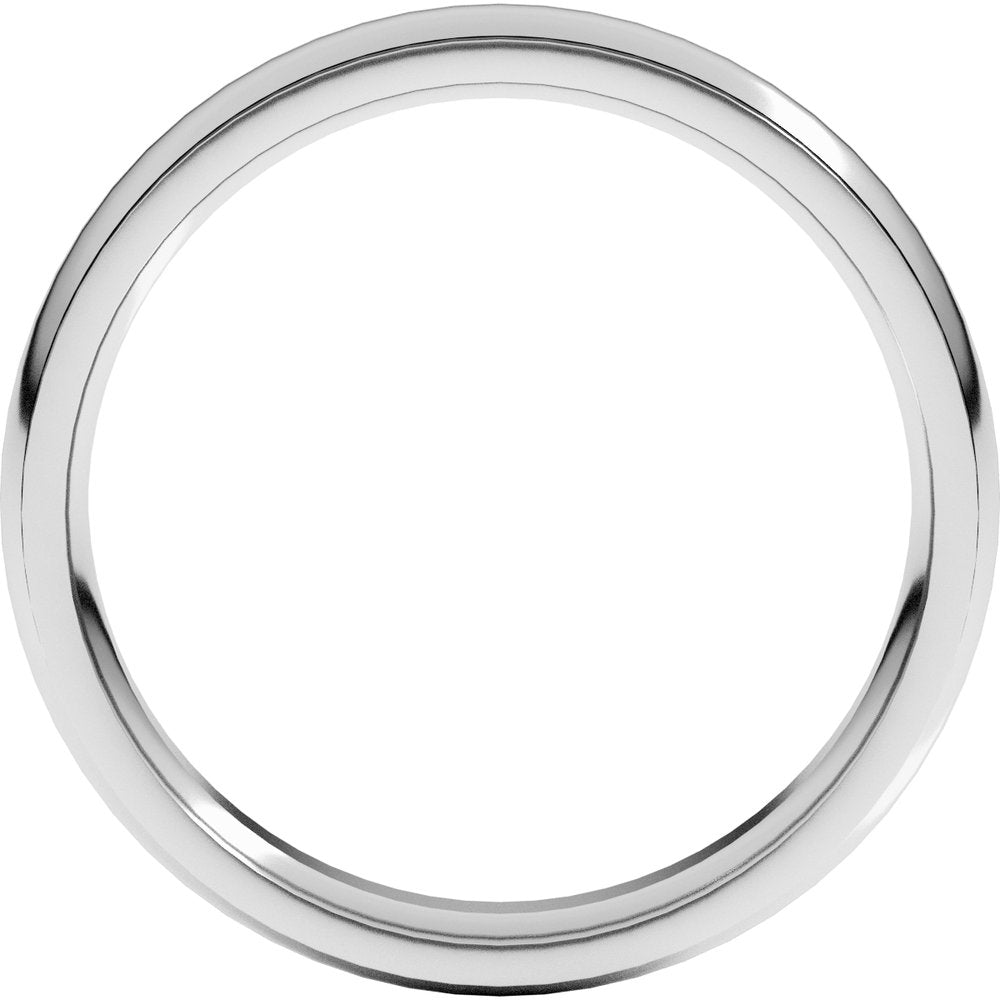 14K White 4 mm Stepped-Edge Comfort-Fit Half Round Band Size 9