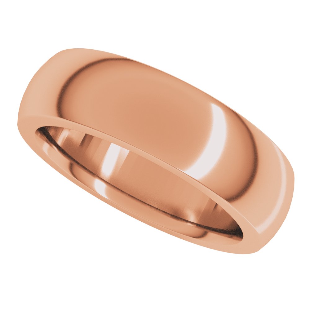 14K Rose Gold 6 mm Heavyweight Comfort-Fit Half Round Band Size 8