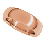 14K Rose Gold 6 mm Heavyweight Comfort-Fit Half Round Band Size 8