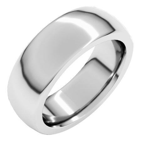 14K White Gold 7 mm Heavyweight Comfort-Fit Half Round Band Size 6