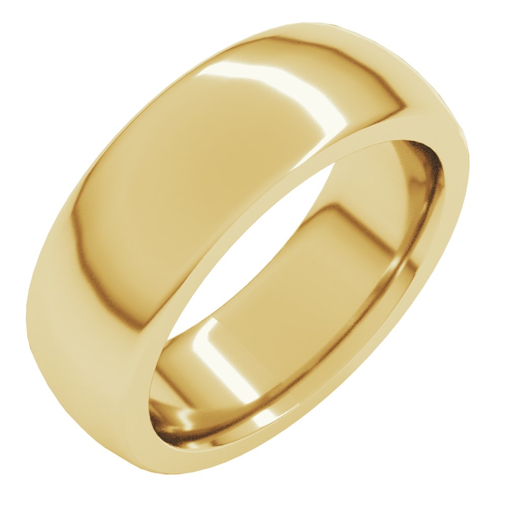 14K Yellow Gold 7 mm Heavyweight Comfort-Fit Half Round Band Size 8