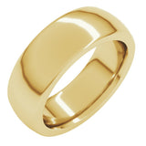 14K Yellow Gold 7 mm Heavyweight Comfort-Fit Half Round Band Size 8