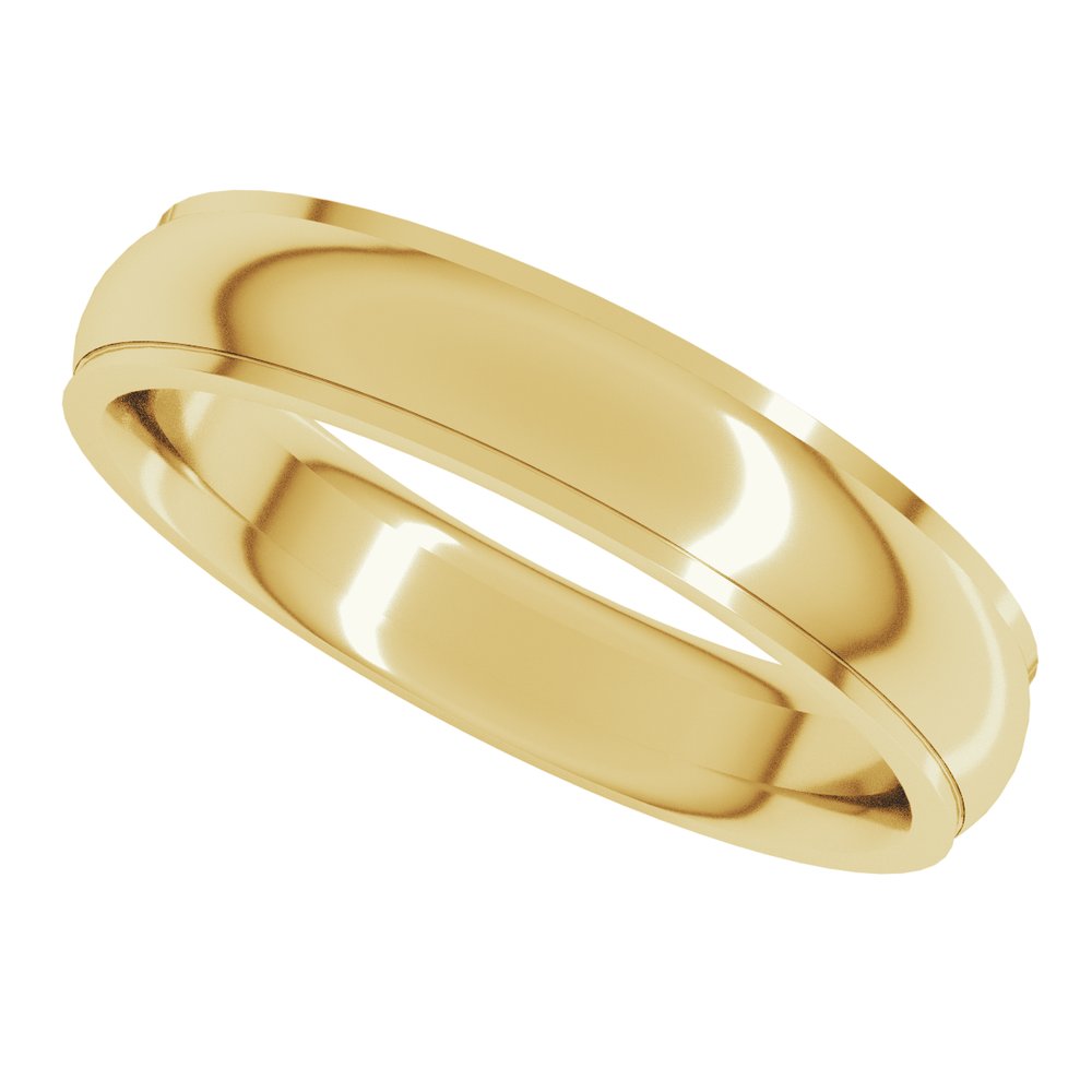 18K Yellow 4 mm Stepped-Edge Comfort-Fit Half Round Band Size 6.5
