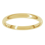 18K Yellow Gold 2 mm Lightweight Comfort-Fit Half Round Band Size 3.5