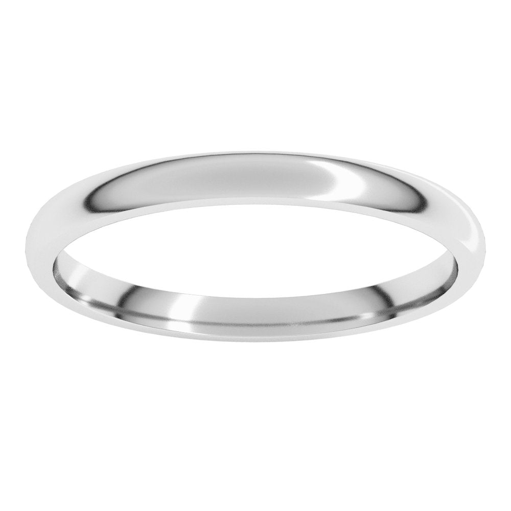 10K White Gold 2 mm Lightweight Comfort-Fit Half Round Band