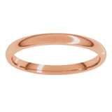 10K Rose Gold 2 mm Lightweight Comfort-Fit Half Round Band Size 6