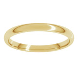 18K Yellow 2 mm Half Round Comfort Fit Light Band