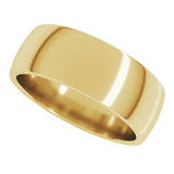 14K Yellow 7 mm Lightweight Comfort-Fit Half Round Band Size 10