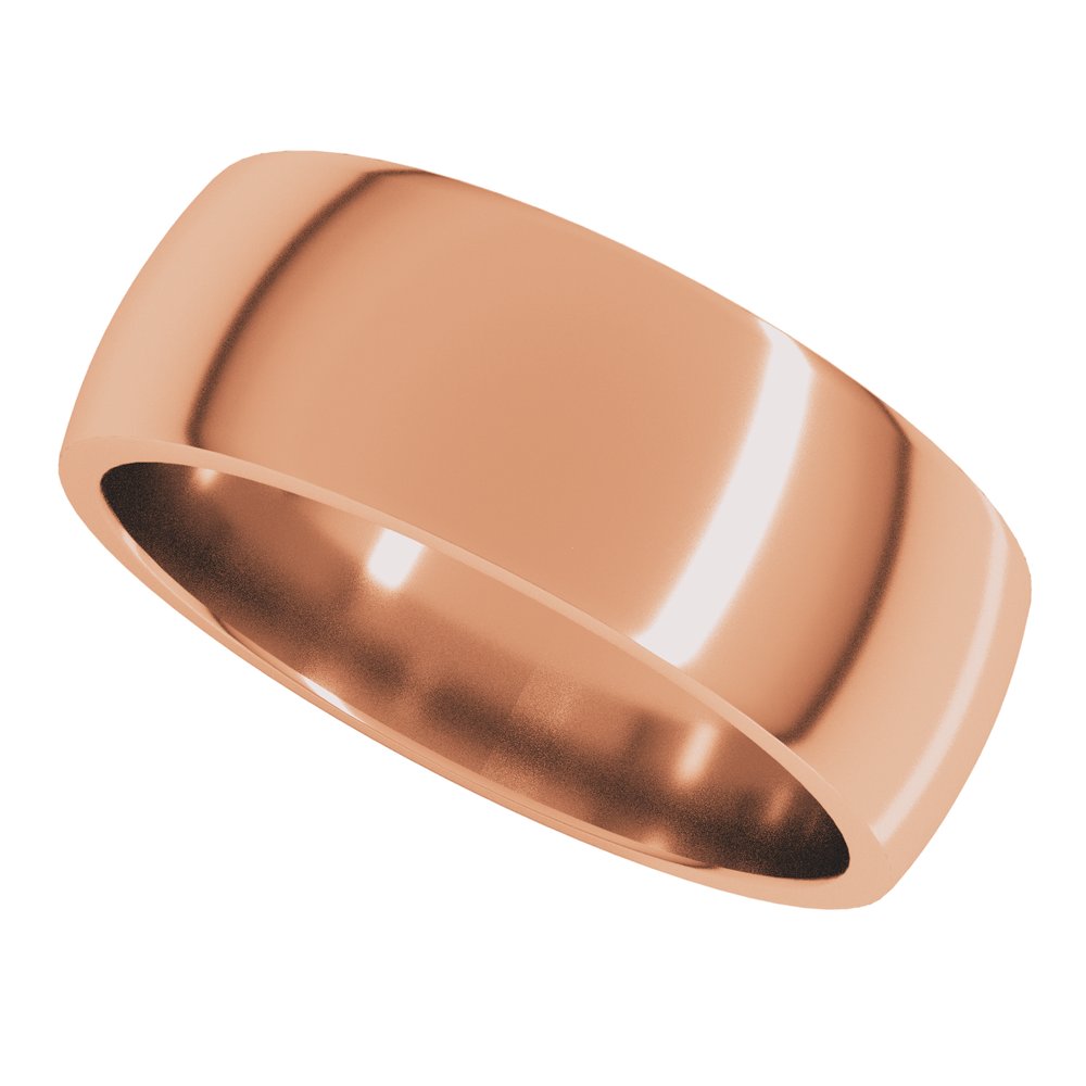 14K Rose 7 mm Half Round Comfort Fit Light Band Size 7.5