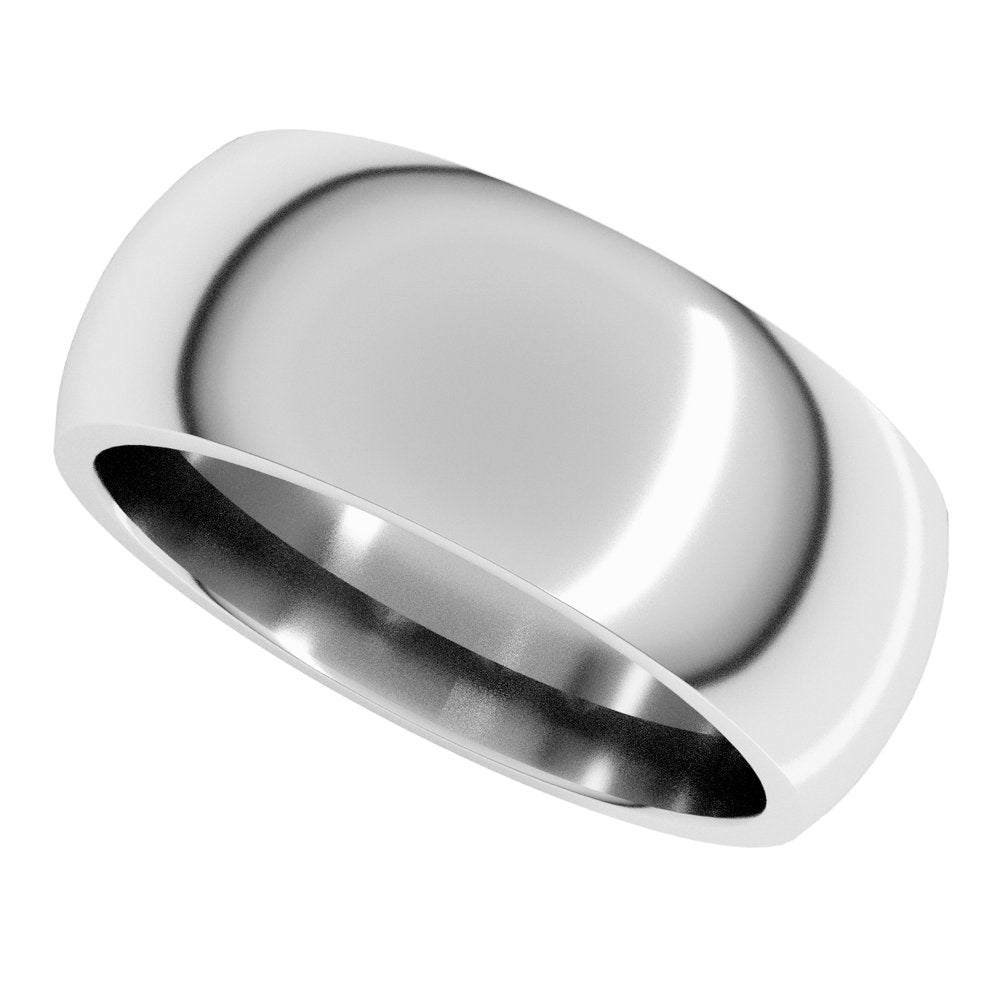 14K White Gold 8 mm Comfort-Fit Half Round Band Size 7 
