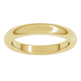 14K Yellow Gold 3 mm Heavyweight Comfort-Fit Half Round Band Size 5
