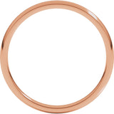 18K Rose 2 mm Half Round Comfort Fit Light Band