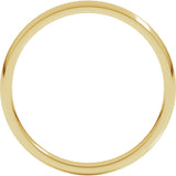 18K Yellow 2 mm Half Round Comfort Fit Light Band