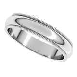 14K White 4 mm Milgrain Half Round Band