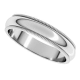 14K White Gold 4 mm Milgrain Half Round Band Size 6 