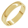 14K Yellow Gold 4 mm Lightweight Milgrain Half Round Band Size 7.5