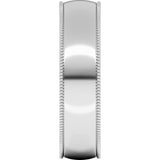 Platinum 5 mm Lightweight Milgrain Half Round Band Size 6