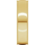 14K Yellow Gold 5 mm Lightweight Milgrain Half Round Band Size 7