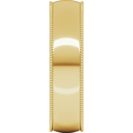 10K Yellow Gold 5 mm Lightweight Milgrain Half Round Band Size 8.5