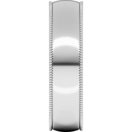 14K White Gold 5 mm Lightweight Milgrain Half Round Band Size 8