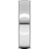 14K White Gold 5 mm Lightweight Milgrain Half Round Band Size 8