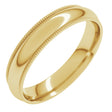 14K Yellow 4 mm Milgrain Half Round Comfort Fit Band Size 9