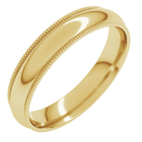 10K Yellow Gold 4 mm Milgrain Comfort-Fit Half Round Band Size 4