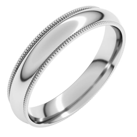 Sterling Silver 4 mm Lightweight Milgrain Comfort-Fit Half Round Band Size 9.5