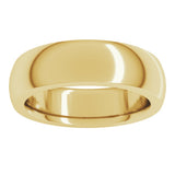 18K Yellow Gold 6 mm Heavyweight Comfort-Fit Half Round Band Size 6.5