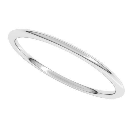 14K White Gold 1 mm Lightweight Comfort-Fit Half Round Band Size 5
