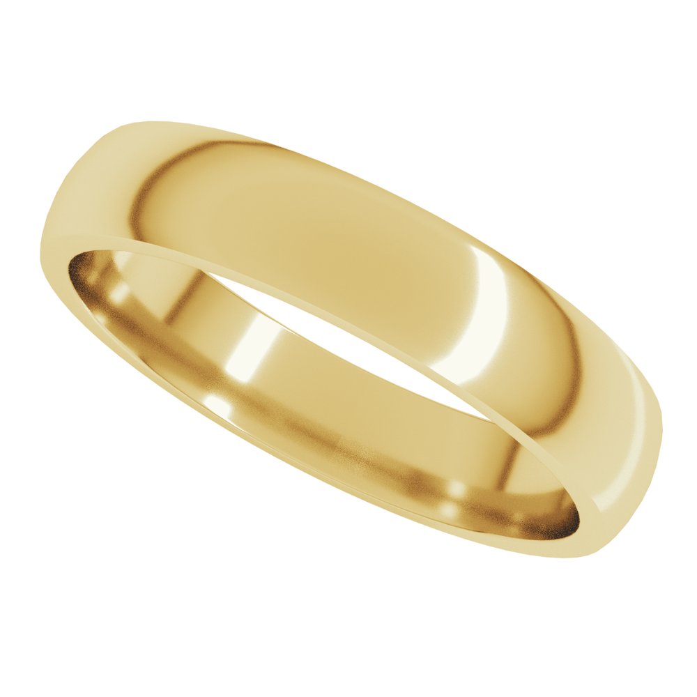 14K Yellow 4 mm Half Round Comfort Fit Light Band