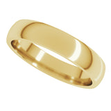 14K Yellow 4 mm Half Round Comfort Fit Light Band