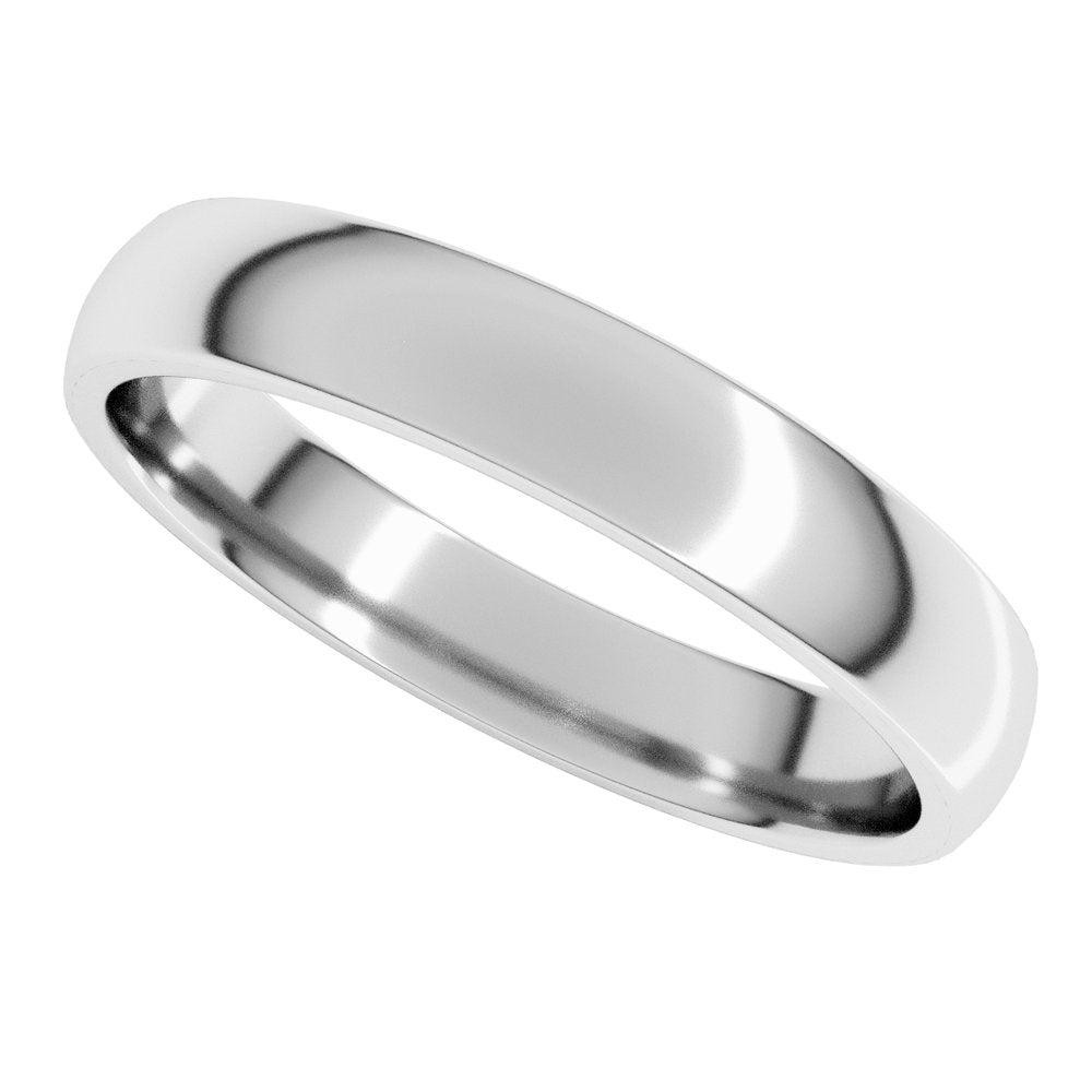 14K White Gold 3.5 mm Lightweight Comfort-Fit Half Round Band Size 6