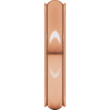 14K Rose Gold 4 mm Milgrain Half Round Band Size 6.5
