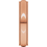 10K Rose 4 mm Milgrain Half Round Band Size 9.5