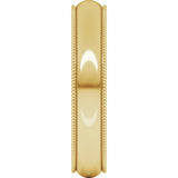 14K Yellow Gold 4 mm Milgrain Half Round Band Size 5 