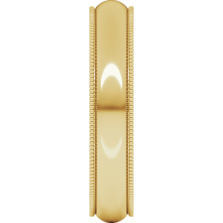 14K Yellow Gold 4 mm Milgrain Half Round Band Size 5 