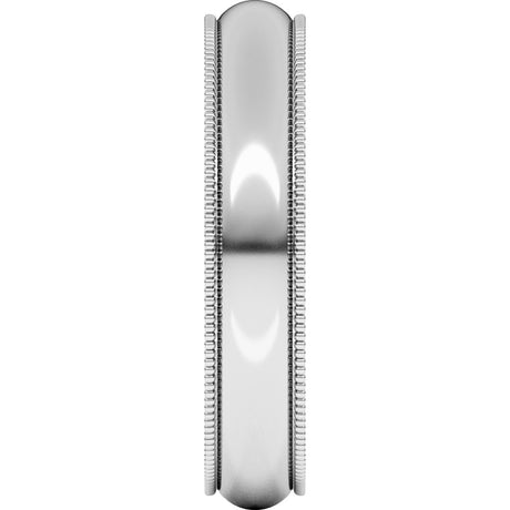 10K White Gold 4 mm Milgrain Half Round Band Size 5.5 