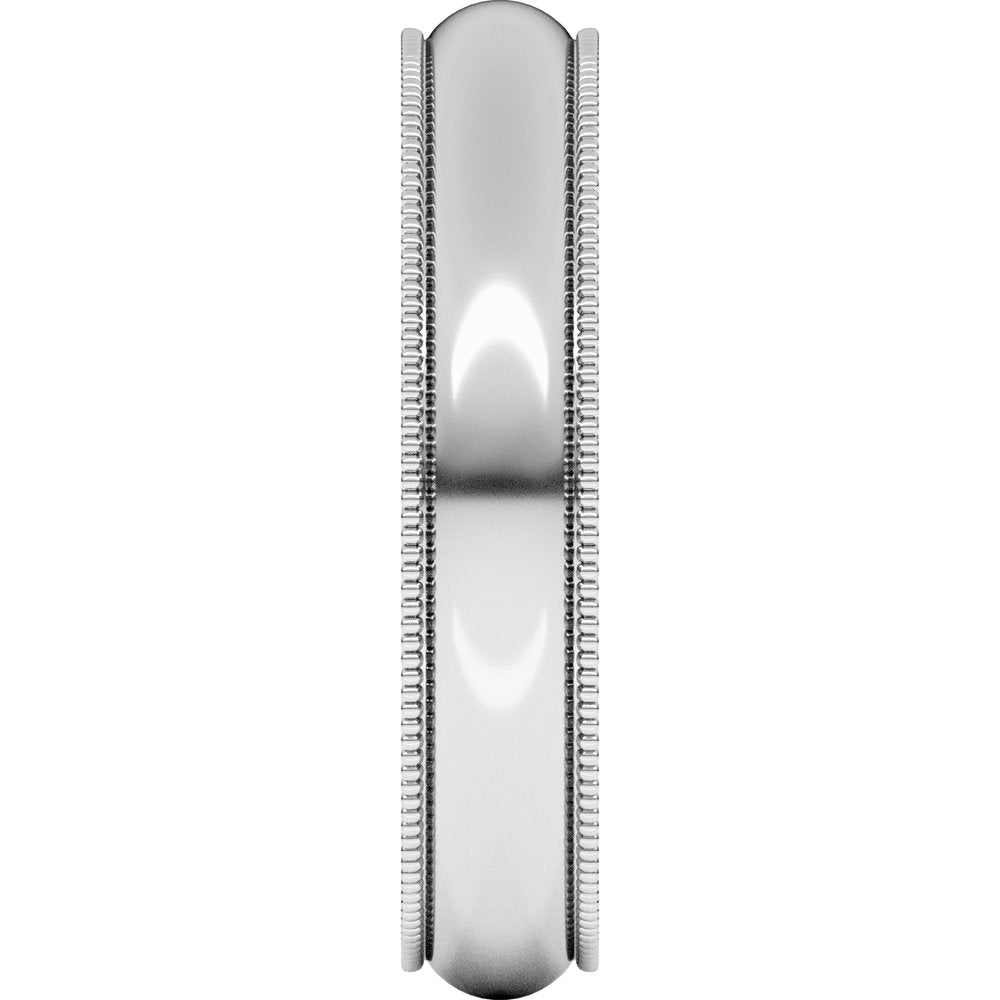 10K White Gold 4 mm Milgrain Half Round Band Size 7 