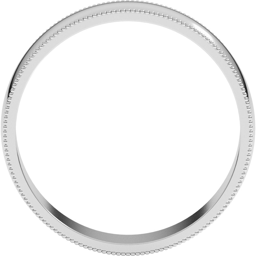 Platinum 5 mm Lightweight Milgrain Half Round Band Size 10